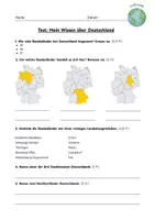 Vorschau - Arbeitsblätter - Erdkunde-Test (Deutschland, Bundesländer, Landeshauptstädte) - Deckblatt