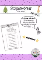 Vorschau - Arbeitsblätter - Deutsch: Stolperwörter lesen- Der Wald. Klasse 1 und 2. Arbeitsblätter zur Lesegenauigkeit. Passend zur Buchstabenfolge des Zebra- Lehrwerks. - Deckblatt