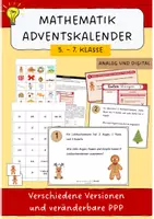 Vorschau - Präsentationen/Tafelbilder - Mathe Adventskalender: Analog & digital (Klasse 5 -7) - Deckblatt