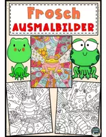 Vorschau - Mal- und Bastelvorlagen - Frösche zum Ausmalen im Pop-Art-Stil - Deckblatt