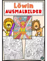 Vorschau - Mal- und Bastelvorlagen - Pop Art Löwin Malvorlagen – Kreativer Ausmalspaß - Deckblatt