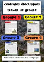 Aperçu - Affichage - Énergie Centrales électriques Travail de groupe : énergies renouvelables, centrales à combustibles fossiles et réseau électrique - Page de couverture