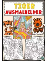 Vorschau - Mal- und Bastelvorlagen - Bunte Tiger zum Ausmalen im Pop-Art-Stil - Deckblatt