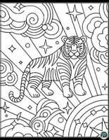 Vorschau - Mal- und Bastelvorlagen - Bunte Tiger zum Ausmalen im Pop-Art-Stil - Seite 3