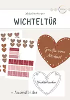 Vorschau - Mal- und Bastelvorlagen - Wichteltür - Lebkuchenherzen - Deckblatt