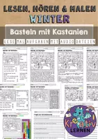 Vorschau - Arbeitsblätter - WINTER Lesen Malen Hören - Basteln mit Kastanien - Seite 1