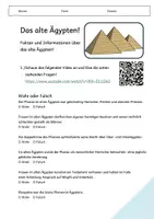 Vorschau - Arbeitsblätter - Fragen zum Video - Das alte Ägypten - Deckblatt