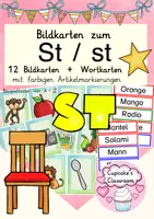 anteprima - Flashcard - Buchstabe Laut "St" Einführung Bildkarten, Wortkarten, Alphabetisierung, DaZ, Deutsch (Combinazione di suoni "St" – Carte illustrate) - Pagina di copertina