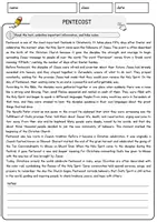 Vorschau - Arbeitsblätter - Pentecost Englisch Arbeitsblatt Events and Celebrations Reading Comprehension - Seite 1