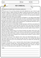 Vorschau - Arbeitsblätter - Rio Carnival Englisch Arbeitsblatt Events and Celebrations Reading Comprehension - Seite 1