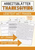 Vorschau - Arbeitsblätter - Thanksgiving Englisch Arbeitsblatt Events and Celebrations Reading Comprehension - Deckblatt