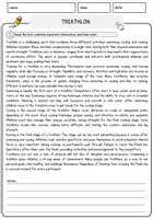 Vorschau - Arbeitsblätter - Triathlon Englisch Arbeitsblatt Events and Celebrations Reading Comprehension - Seite 1