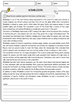 Vorschau - Arbeitsblätter - Wimbledon Englisch Arbeitsblatt Events and Celebrations Reading Comprehension - Seite 1