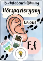 Vorschau - Arbeitsblätter - Buchstabeneinführung F - Buchstabe F - Hörspaziergang F mit Differenzierung - Deckblatt