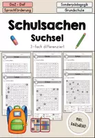 anteprima - Esercizi - Schulsachen - Schule Arbeitsblatt Suchsel differenziert - DaZ/DaF/Sprachförderung (Cruciverba sulla scuola) - Pagina di copertina