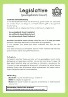 Vorschau - Arbeitsblätter - Legislative Gewaltenteilung / Demokratie / Arbeitsblatt / Klasse 8-10 / Politik / Sozialkunde - Deckblatt