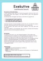 Vorschau - Arbeitsblätter - Exekutive Gewaltenteilung Arbeitsblatt / Demokratie / Politik / Gesellschaftslehre / Sozialkunde / Klasse 8-11 - Deckblatt