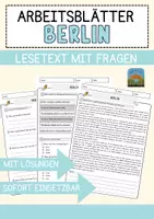 Vorschau - Arbeitsblätter - Berlin Places Cities and Countries Lesetext mit Aufgaben Englisch Arbeitsblatt - Deckblatt