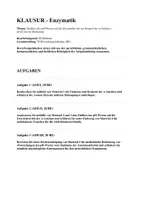 Vorschau - Arbeitsblätter - Klausur - Enzymatik, pH-Abhängigkeit - Deckblatt