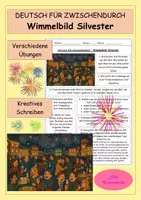 Vorschau - Stundenentwürfe - Wimmelbild Silvester/Neujahr - DEUTSCH FÜR ZWISCHENDURCH - kreatives Schreiben - Vertretungsstunden - Deckblatt