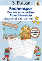 Vorschau - Stundenentwürfe - Rechenspur Advent Weihnachten Längen m cm mm Klasse 3 - Deckblatt