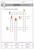 anteprima - Esercizi - Gefühle - Arbeitsblatt Kreuzworträtsel differenziert - DaZ DaF Sprachförderung (Cruciverba sulle emozioni) - Pagina 2