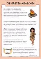 Vorschau - Arbeitsblätter - Steinzeit & Erste Menschen Sachtexte und Arbeitsblatt - Seite 1