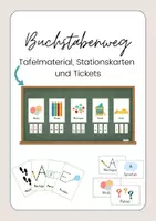 Vorschau - Stationenlernen - Buchstabenweg - Tafelmaterial, Stationskarten und Tickets - Deckblatt