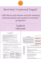 Vorschau - Arbeitsblätter - Short Story "Greyhound Tragedy" + solution texts and skill sheets for summary, analysis & characterization - Deckblatt