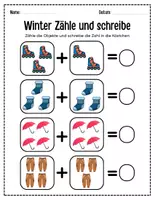 Aperçu - Feuilles d'exercices - Winter-Mathe: Zählarbeitsblätter und Addition bis 12 - Page 2