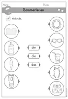 anteprima - Esercizi - Sommerferien - Sommer Arbeitsblatt Artikel differenziert - DaZ DaF (Esercizi sugli articoli determinativi e indeterminativi sulle vacanze estive) - Pagina 3