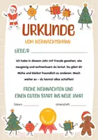 Vorschau - Poster - Urkunde vom Weihnachtsmann, Weihnachten Grundschule, Weihnachtsgeschenk Schule. Zeugnis Vorlage - Anerkennung. - Seite 1