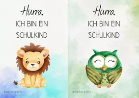 Vorschau - Bildkarten - Geschenkkarte "Hurra, ich bin ein Schulkind!" 🏫 - Seite 1