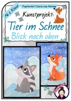 Vorschau - Stundenentwürfe - Kunst WINTER: Waldtiere im Schnee mit Blick nach oben - Deckblatt