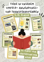 Vorschau - Arbeitsblätter - Tiere in unserem Umfeld- Aufgaben zum Anwenden und Vertiefen | Unterrichtsreihe "Tiere in unserem Umfeld", Biologie 5./6. Klasse - Deckblatt