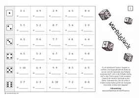 Vorschau - Arbeitsblätter - Kleines Einmaleins - Spiel (Würfelglück) - Seite 2