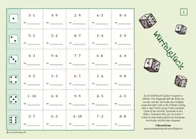 Vorschau - Arbeitsblätter - Kleines Einmaleins - Spiel (Würfelglück) - Seite 1
