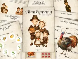previzualizare - Thanksgiving Unit Study: History, Crafts, Math Activities - Pagina de copertă