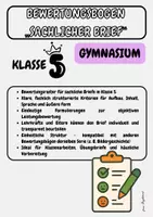 Vorschau - Arbeitsblätter - Bewertungsbogen - Sachlicher Brief Klasse 5 - Deckblatt