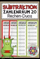 Vorschau - Aufgabenkarten - SUBTRAKTION (Zahlenraum 20) - 3 Rechen-Duos - Deckblatt
