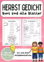 Vorschau - Arbeitsblätter - Herbstgedicht - Leseförderung, Reimspaß & Wortschatz - Deckblatt