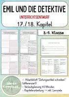 Vorschau - Stundenentwürfe - 17./18. Kapitel „Emil und die Detektive“- Zeitungsartikel schreiben Erich Kästner - Deckblatt
