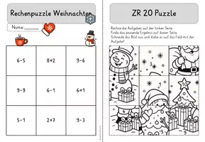 Vorschau - Arbeitsblätter - Rechenpuzzle Weihnachten 🎄 | 8 weihnachtliche Plus- & Minuspuzzle im ZR 20 inkl. Lösungen - Seite 2
