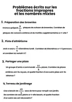 Aperçu - Feuilles d'exercices - Problèmes Écrits sur les Fractions Impropres - Page 1