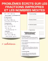 Aperçu - Feuilles d'exercices - Problèmes Écrits sur les Fractions Impropres - Page de couverture