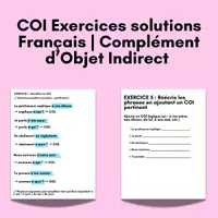 Aperçu - Feuilles d'exercices - Exercices solutions Complément d’Objet Indirect coi - Page de couverture