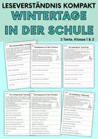 Vorschau - Arbeitsblätter - Wintertage in der Schule | Leseverständnis, Klasse 1 & 2 - Deckblatt