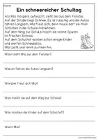 Vorschau - Arbeitsblätter - Wintertage in der Schule | Leseverständnis, Klasse 1 & 2 - Seite 1