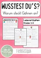Vorschau - Arbeitsblätter - Warum steckt Gähnen an? - Leseförderung mit Sachwissen - Deckblatt