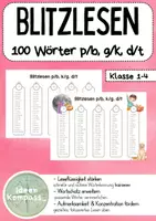 Vorschau - Arbeitsblätter - Blitzlesen- 100 Wörter g/k, d/t, p/b - Deckblatt